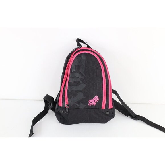 Vintage Y2K Fox Racing Spell Out Tribal Motocross Mini Backpack Book Bag Black - Picture 1 of 9